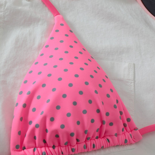 Damen Triangel-Bikini mit verspielten Punkten und verstellbaren Trägern EB