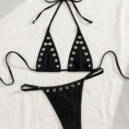 Damen Triangel-Bikini-Set mit glamourösen Zier-Details EB