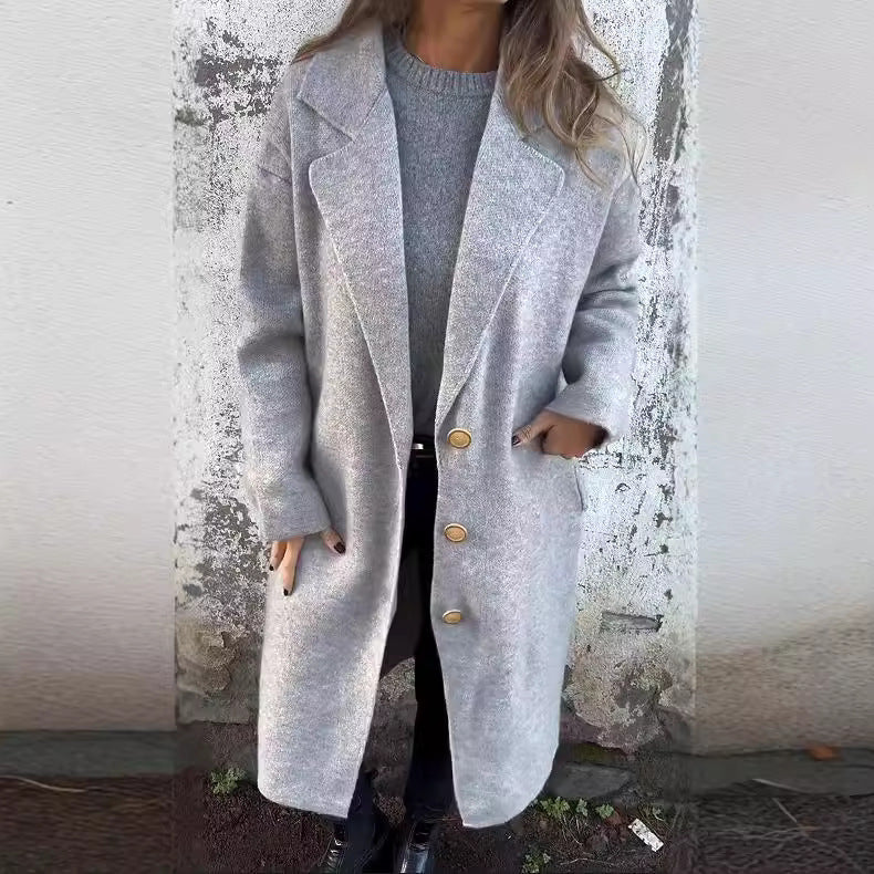 Damen Oversized Wollmantel mit Knopfdetails EB