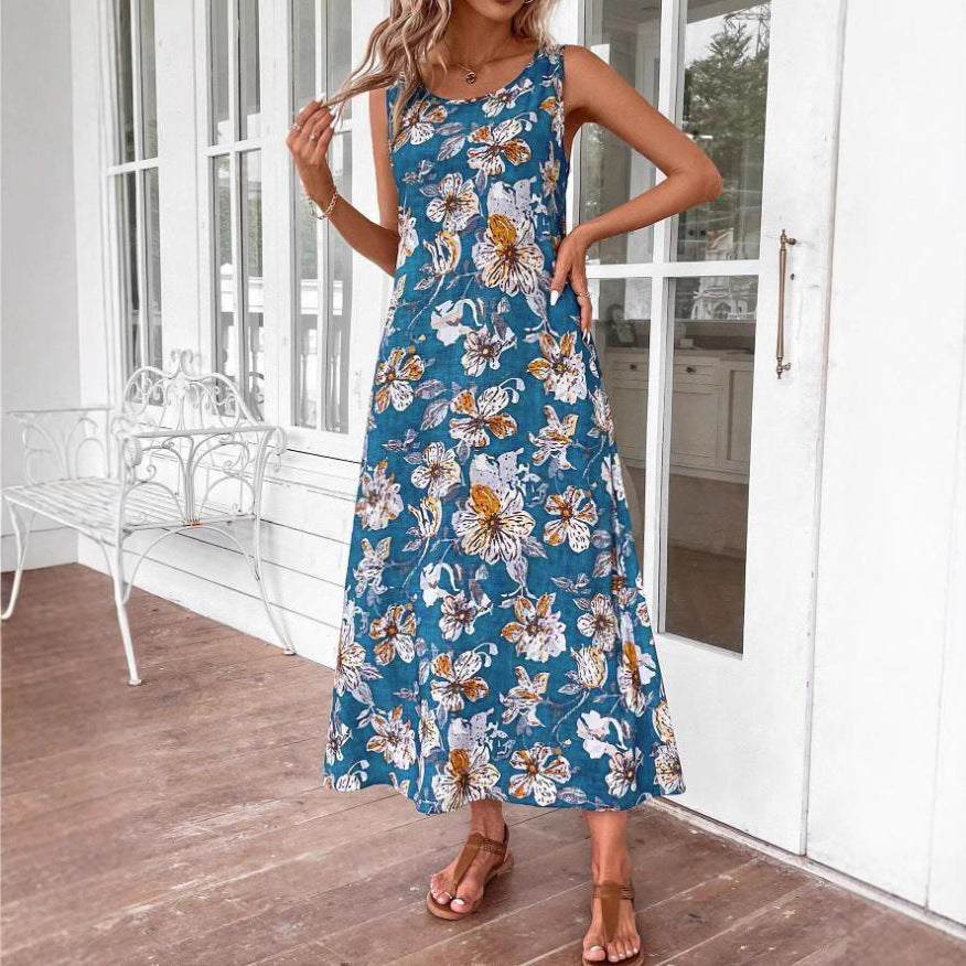 Damen Langes Sommerkleid mit floralem Muster und elegantem Schnitt EB