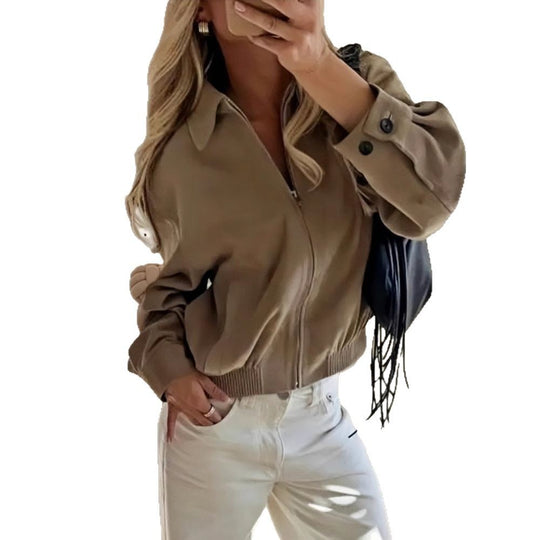 Damen modische Blousonjacke mit praktischen Taschen EB