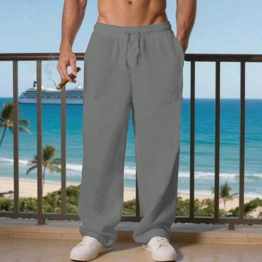 Herren Bequeme Strandhose mit seitlichen Taschen und elastischem Bund EB