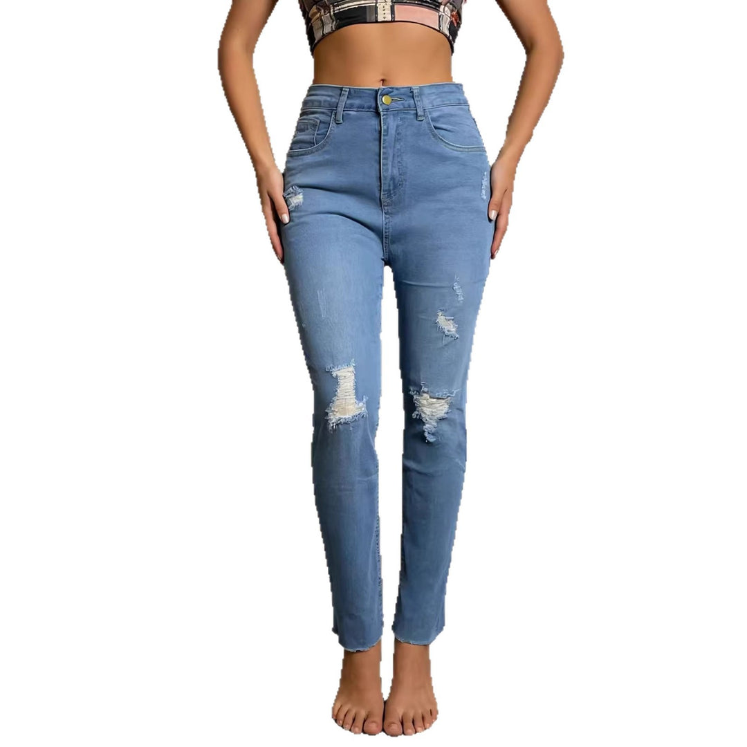 Damen lässige Skinny-Jeans im modernen Destroyed-Look EB