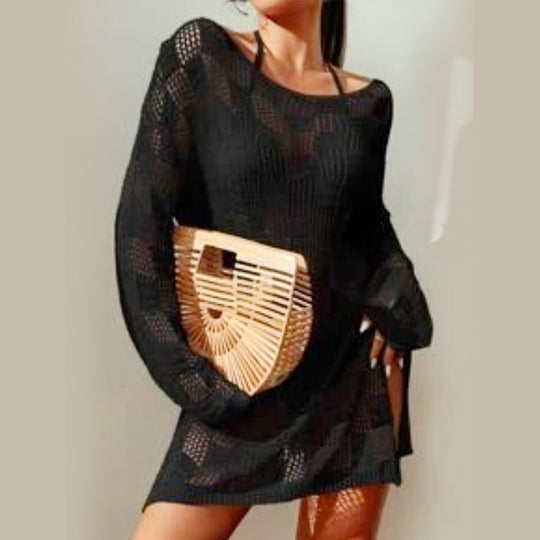 Damen luftiger Häkel-Strandpullover EB