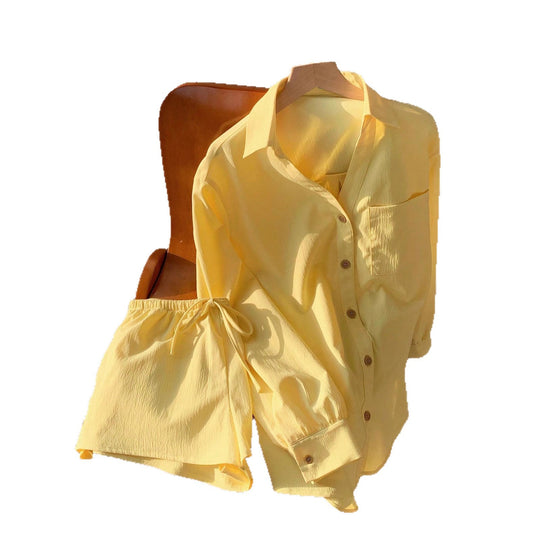 Damen lässiges Kurzarmhemd und Shorts Set EB