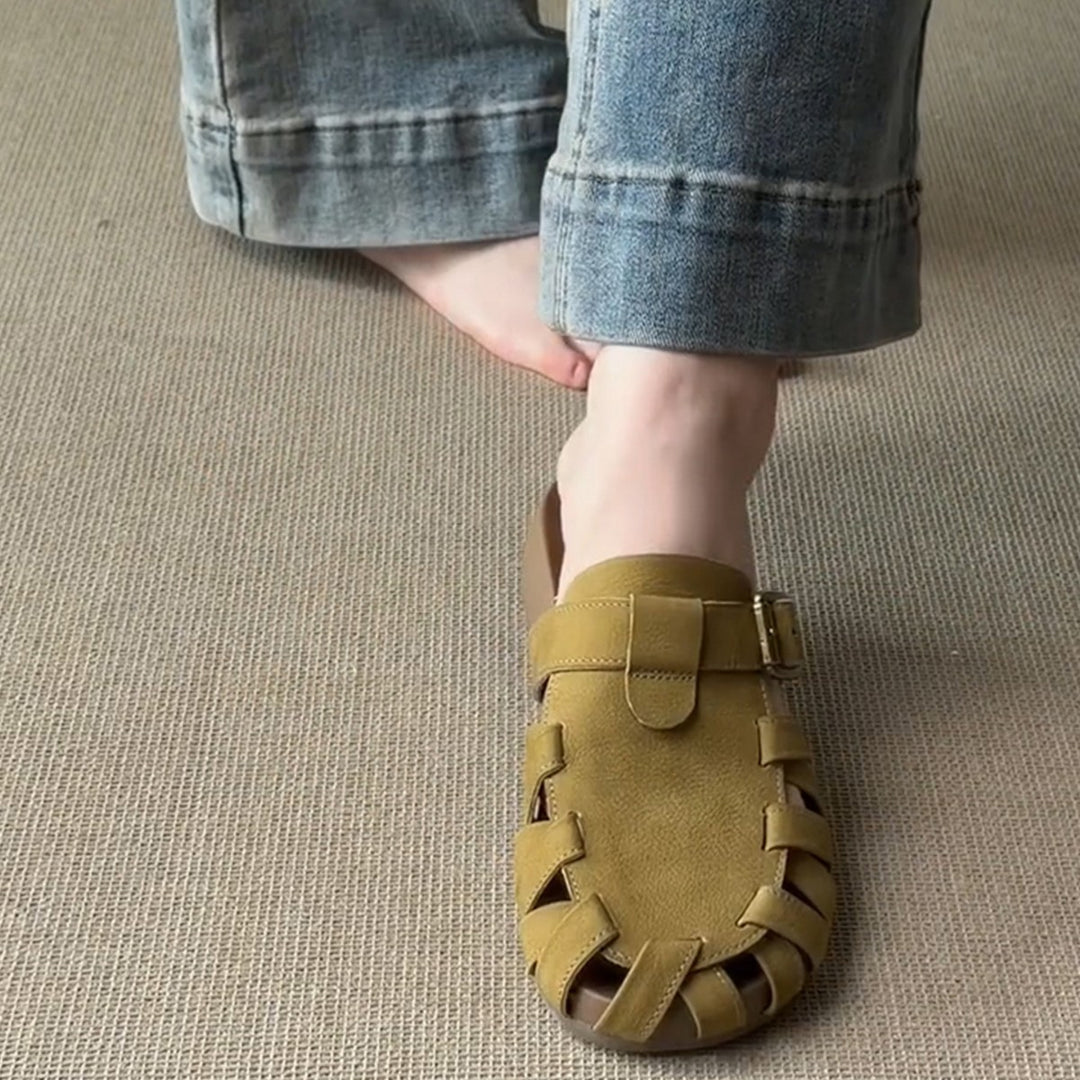 Damen Komfortable Sandalen im mediterranen Stil mit geflochtenem Riemendesign EB