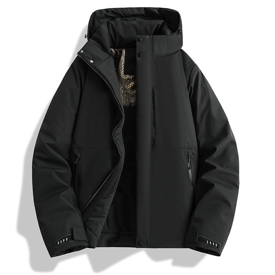 Damen wattierte Kapuzen-Outdoorjacke mit winddichter Membran und isolierendem Thermofutter EB