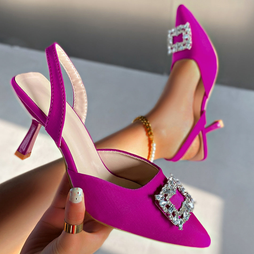 Damen Slingback-Pumps mit funkelndem Schmuckdetail und elegantem Design EB
