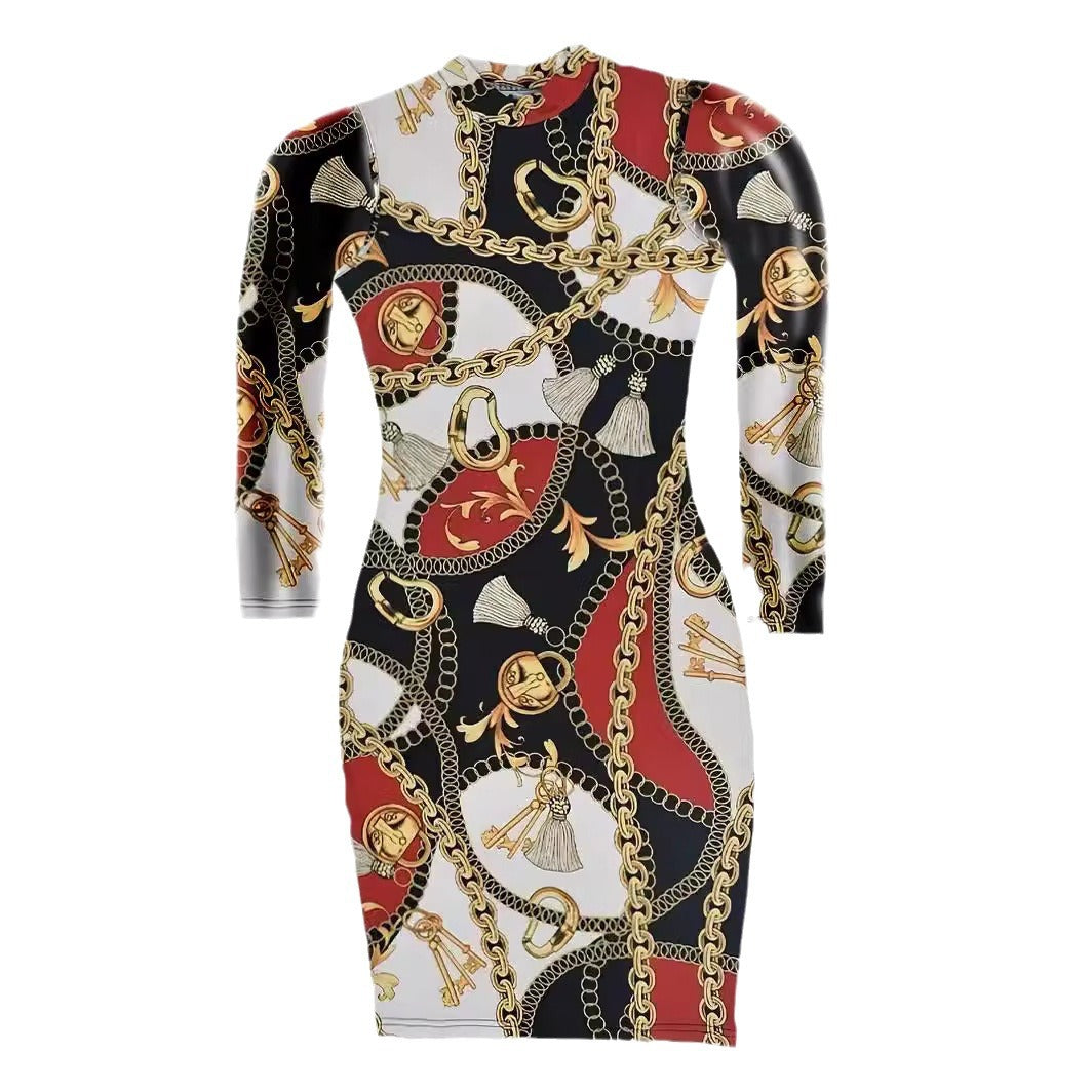 Damen Körperbetontes Kunstwerk Kleid EB