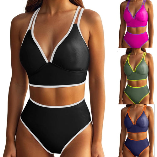 Damen Bikini-Set mit elegantem Hochgeschnittenen Höschen und verstellbaren Trägern EB