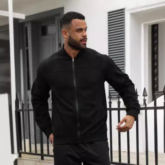 Herren modische Jacke im sportlichen Suede-Look EB