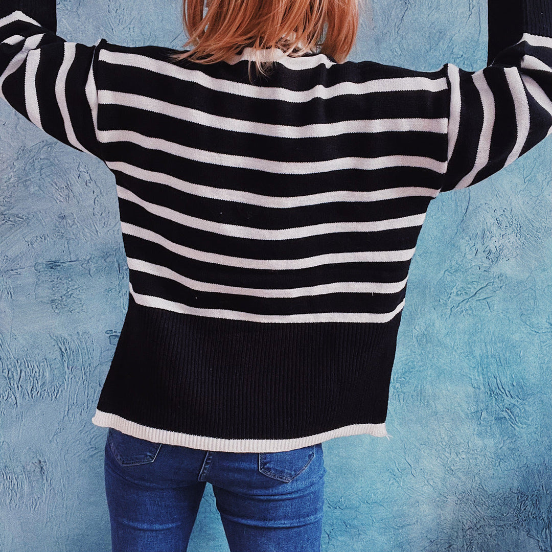EB | Gestreifter Strickpullover für Herbst & Winter
