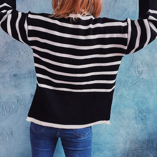 EB | Gestreifter Strickpullover für Herbst & Winter