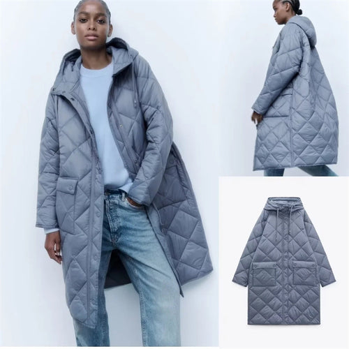 Damen gesteppte Übergangsjacke mit Kapuze und praktischen Taschen EB 1759483144