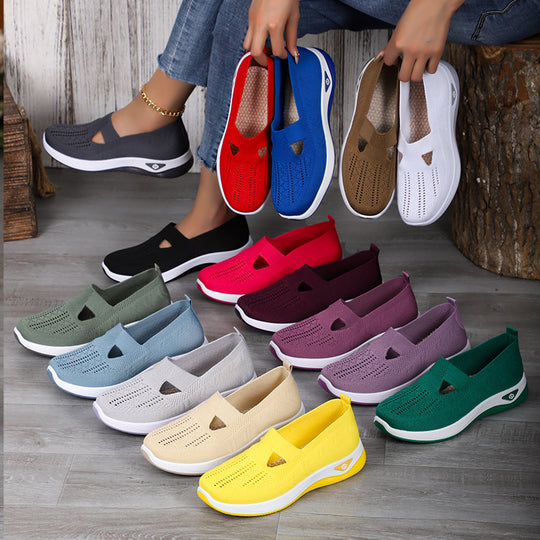 Damen nan leichte atmungsaktive Strickslipper mit Memoryschaum und rutschfester Laufsohle EB