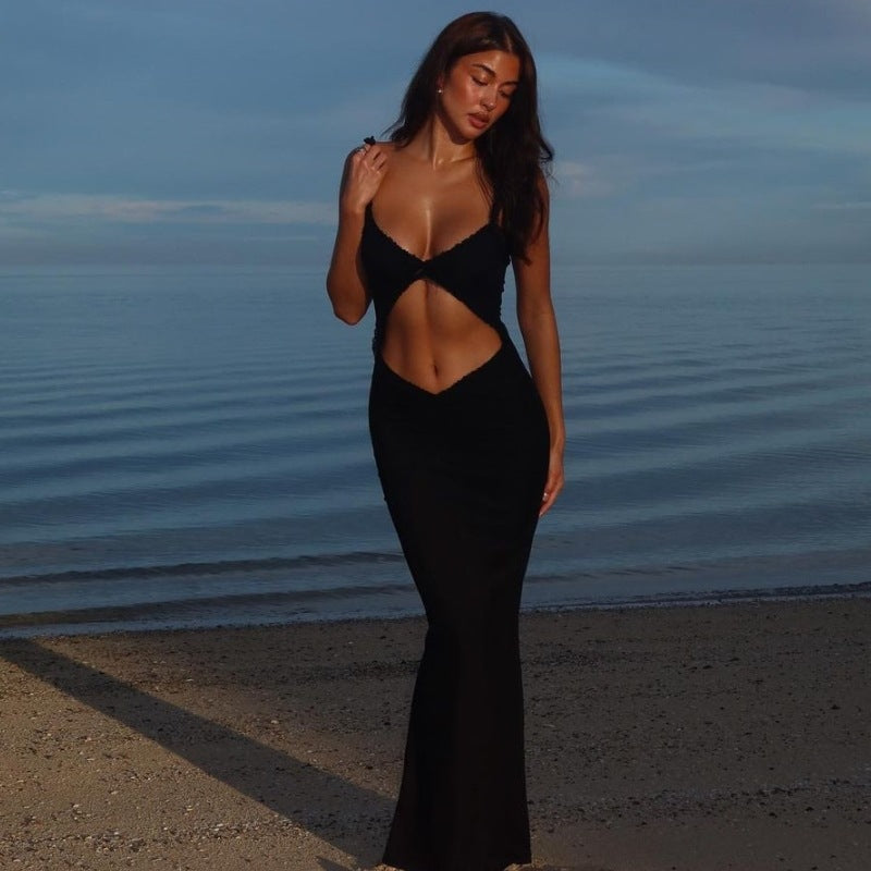 Damen Figurbetontes Wickelkleid mit raffinierten Cut-Outs und Rüschendetails EB