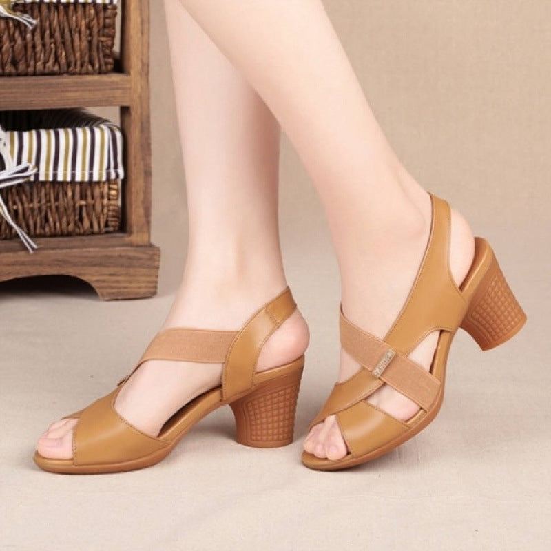 Damen Komfortable Riemchen-Sandalen mit innovativem Design und elegantem Absatz EB