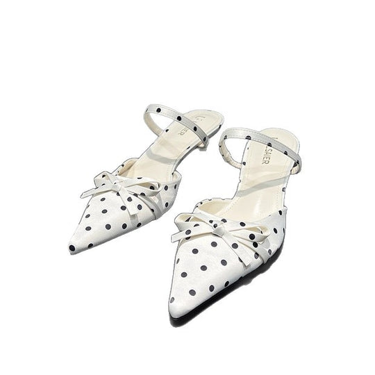 Damen Slingback Pumps mit eleganter Schleifenapplikation und modischem Punktedesign EB