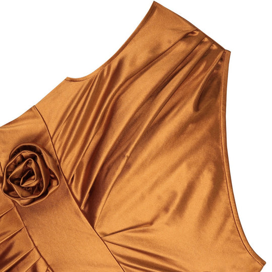 Damen Elegantes Wickelkleid mit 3D-Blütenapplikation EB