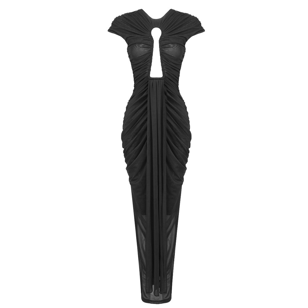 Damen glamouröses Abendkleid mit raffinierten Drapierungen und Schlitz EB