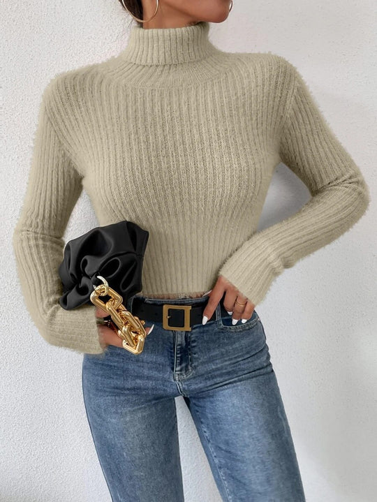 Damen Chic Rollkragenpullover aus feinem Strick EB