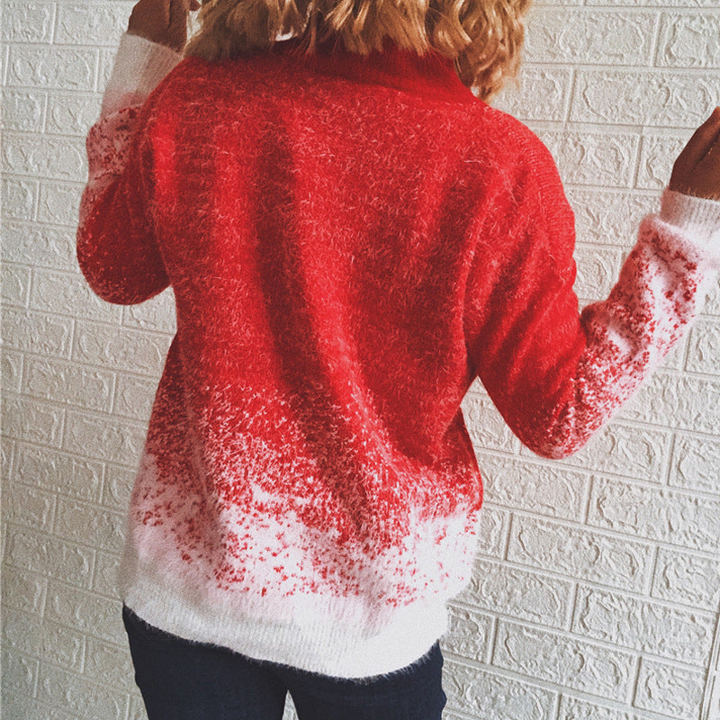Damen festlicher Strickpullover mit winterlichem Schneeflockenmotiv EB