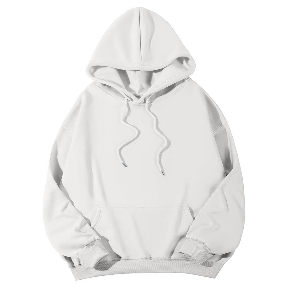 Unisex minimalistischer Kapuzenpullover mit verlängertem Rücken und Kängurutasche EB