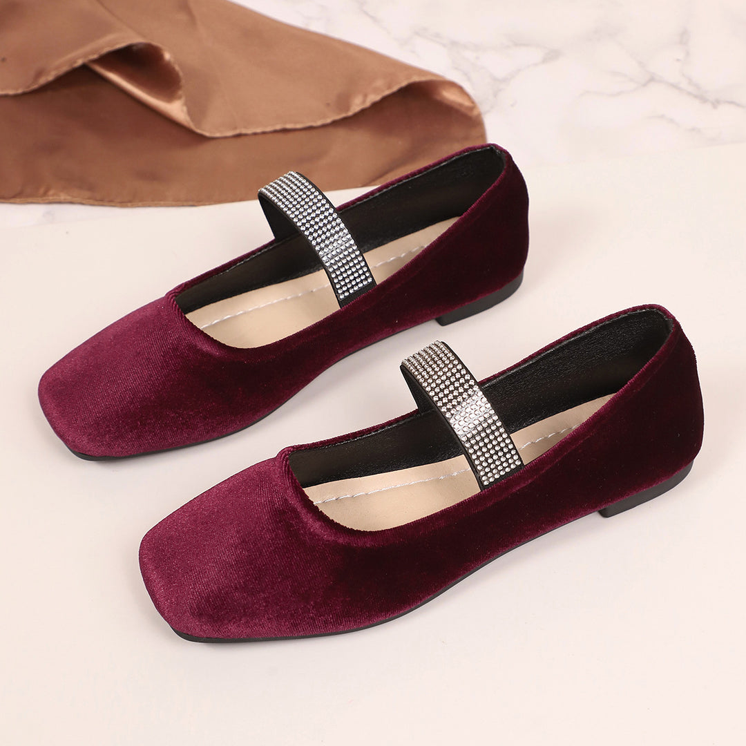 Damen Ballerinas mit glamourösem Riemchen und glitzerndem Schmuckdetail EB