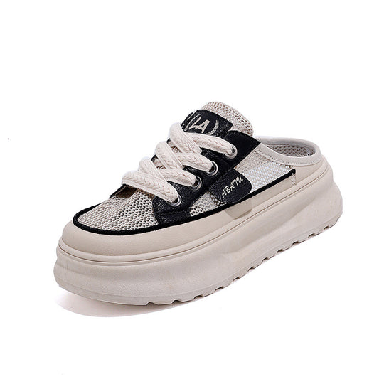 Damen Leichte Slip-On Sneakers mit atmungsaktiver Mesh-Oberfläche und dekorativem Detail EB