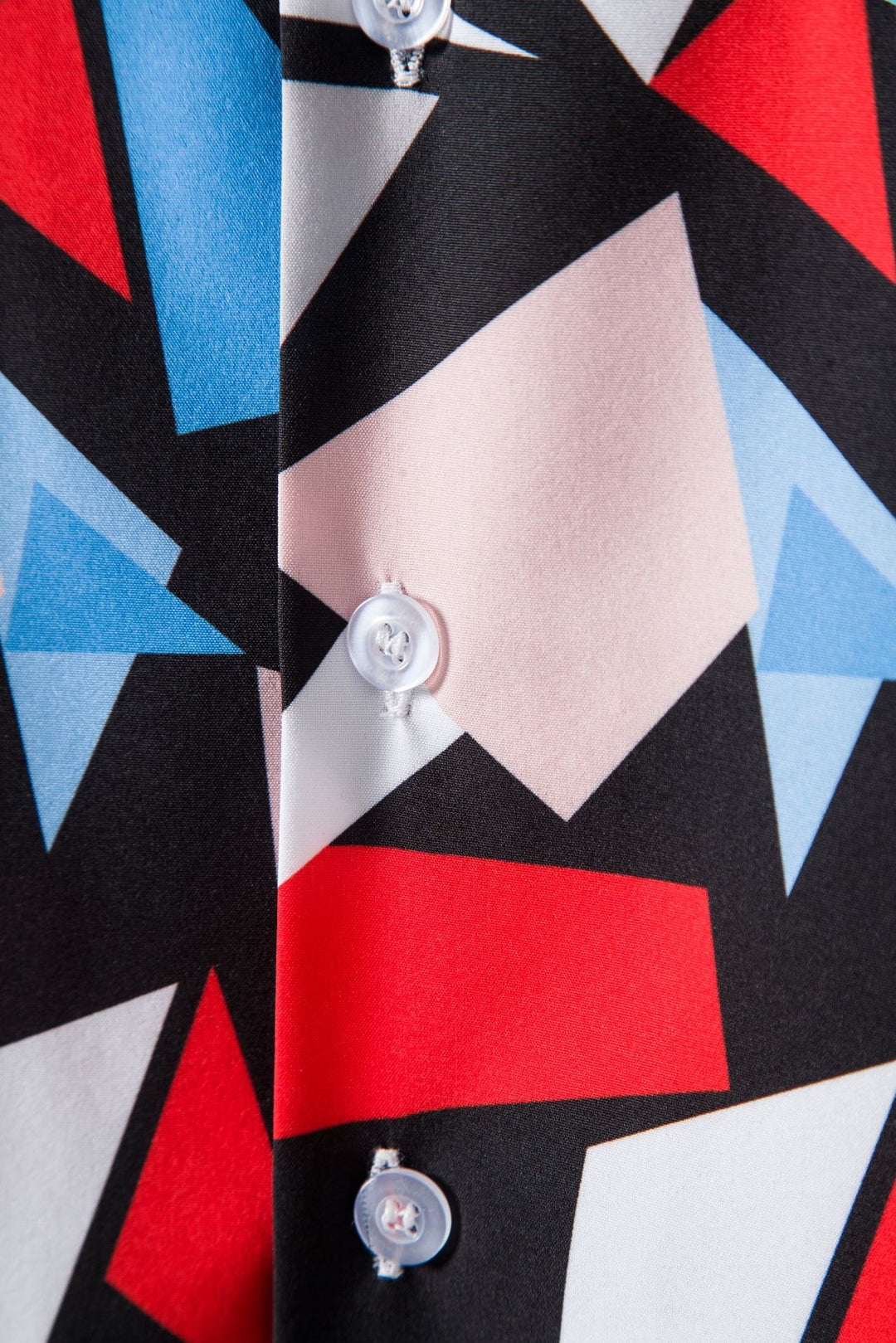 Herren Kurzarmhemd mit kreativem geometrischem Grafikdesign und praktischen Brusttaschen EB