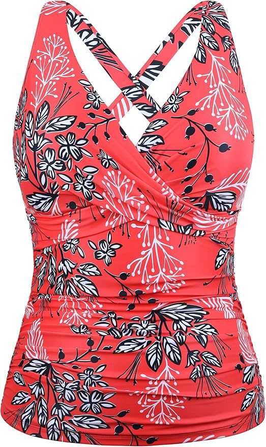 Damen Sportliches Tankini-Oberteil mit floralem Schnitt EB