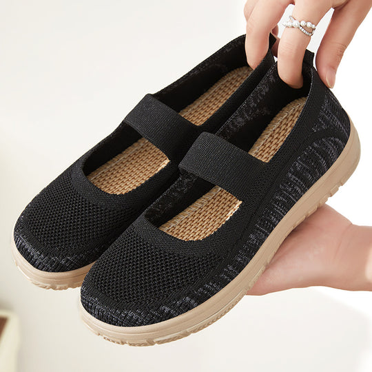 Damen Bequeme Slip-On Sportschuhe mit elastischem Riemen EB