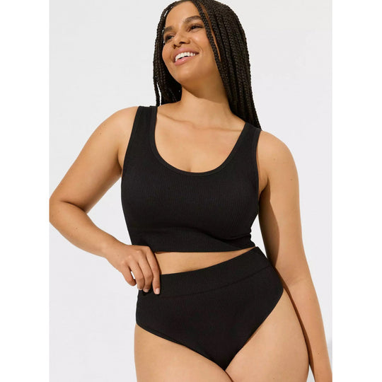 Damen Hochbund Bikini-Set mit strukturierter Oberfläche und modischem Crop-Top EB
