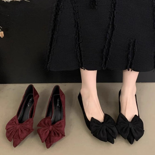 Damen elegante Ballerinas mit dekorativer Schleifenverzierung EB