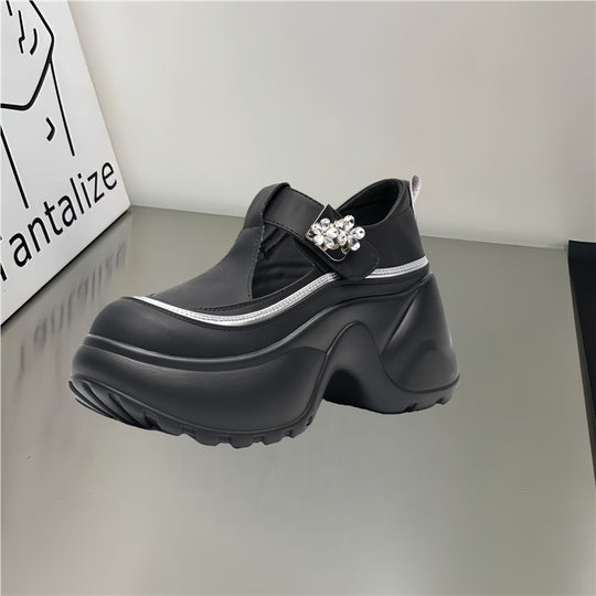 Damen modische Clogs mit auffälligem Absatz und Schmuckdetails EB