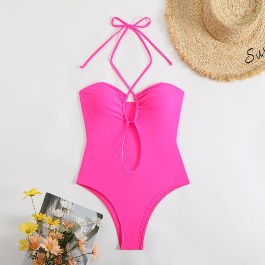 Damen Einteiliger Badeanzug mit modischem Cut-Out-Design und trägerlosem Oberteil EB