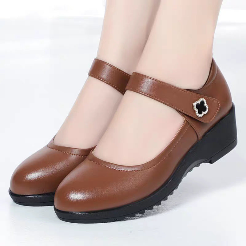 Damen Mary Jane Wedge-Schuhe mit verstellbarem Riemen und eleganter Schnalle EB