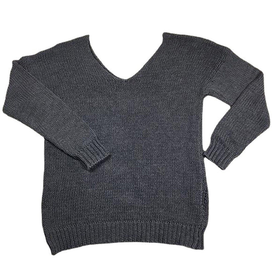 Damen V-Ausschnitt Strickpullover mit lockerer Passform EB