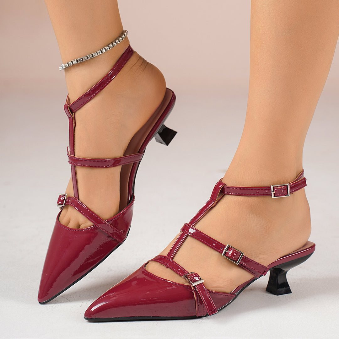 Damen Slingback-Pumps mit verstellbaren Riemen und eleganter Schnalle EB