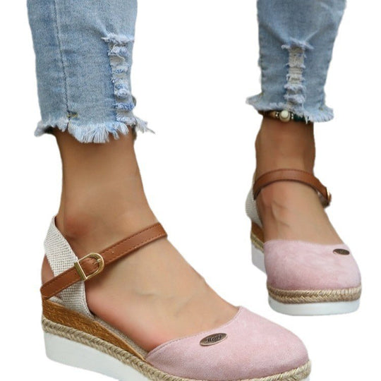 Damen Wedge-Sandalen mit geflochtenem Riemendesign und komfortablem Fußbett EB