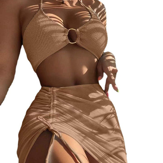 Damen Bikiniset mit raffiniertem Ring und asymmetrischem Rock EB