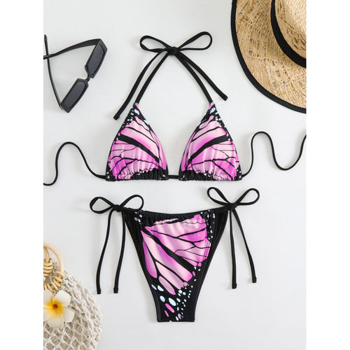 Damen Triangel-Bikini mit innovativem Schmetterlingsmuster EB