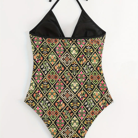 Damen Einteiliger Badeanzug mit modischem floralem Design EB