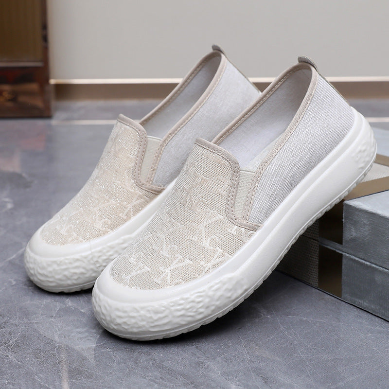Damen Sportliche Slip-On Sneakers mit rutschfester Sohle und elastischem Einsatz EB