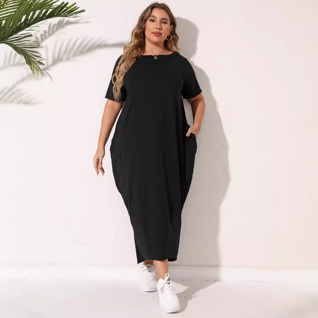 Damen lässiges Maxikleid mit seitlichen Taschen und bequemem Schnitt EB