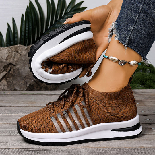 Damen Sportliche Sneaker mit atmungsaktiver Strickoberfläche und rutschfester Sohle EB