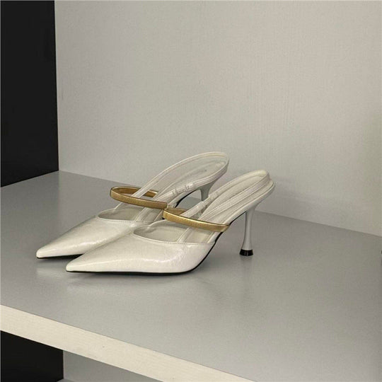 Damen elegante Slingback-Pumps mit goldenen Akzenten EB