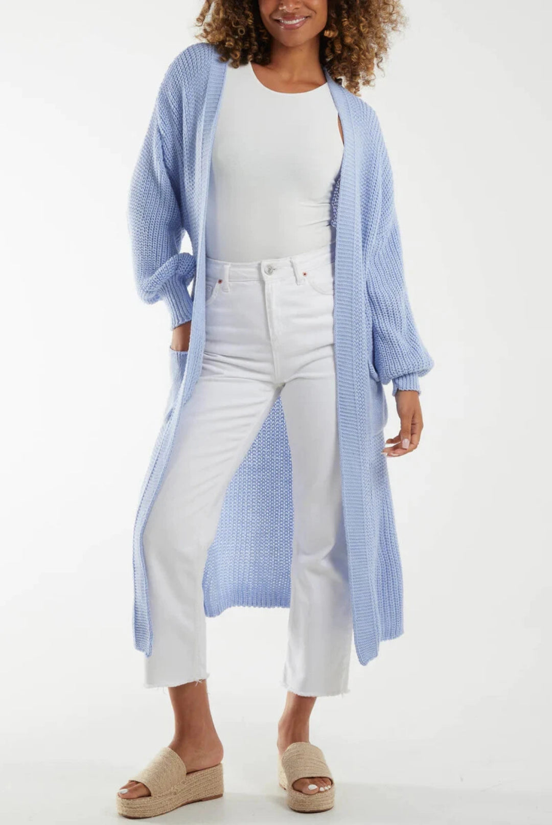 Damen Langstrickjacke mit lässigem Oversized-Schnitt und voluminösen Ärmeln EB