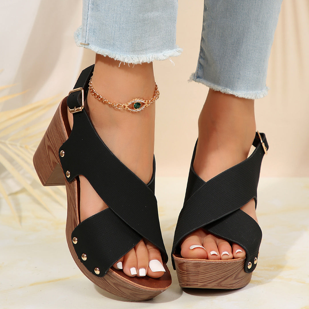 Damen Sandalen mit Holzabsatz EB