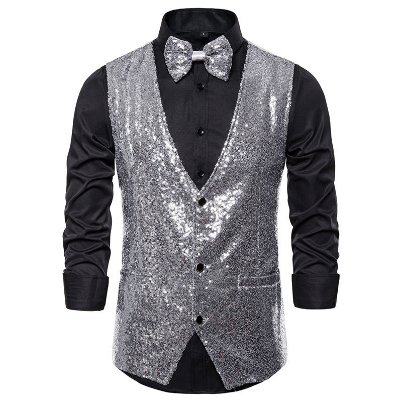 Herren eleganter Paillettenblazer mit passendem Fliege EB